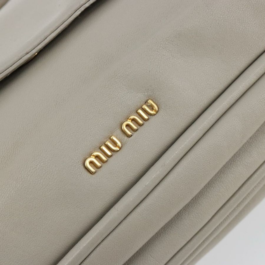 【日本直送】Miu Miu 鏈條單肩包 皮革 灰色 金色 正品 BA13736V-16