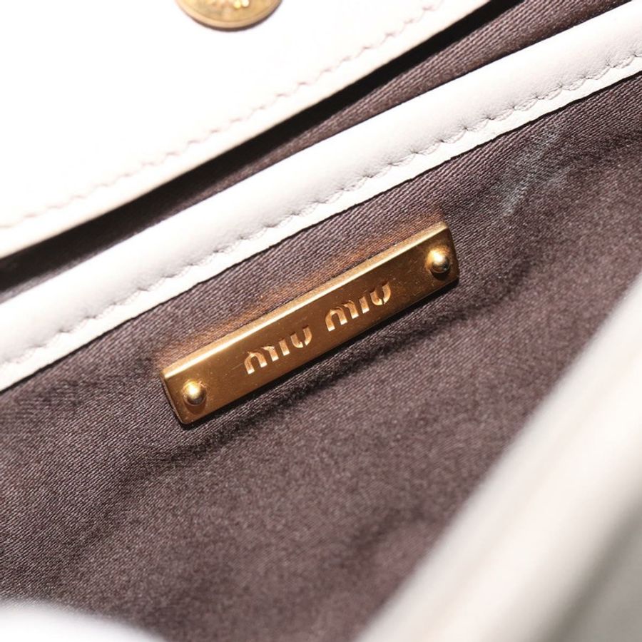 【日本直送】Miu Miu 鏈條單肩包 皮革 灰色 金色 正品 BA13736V-18