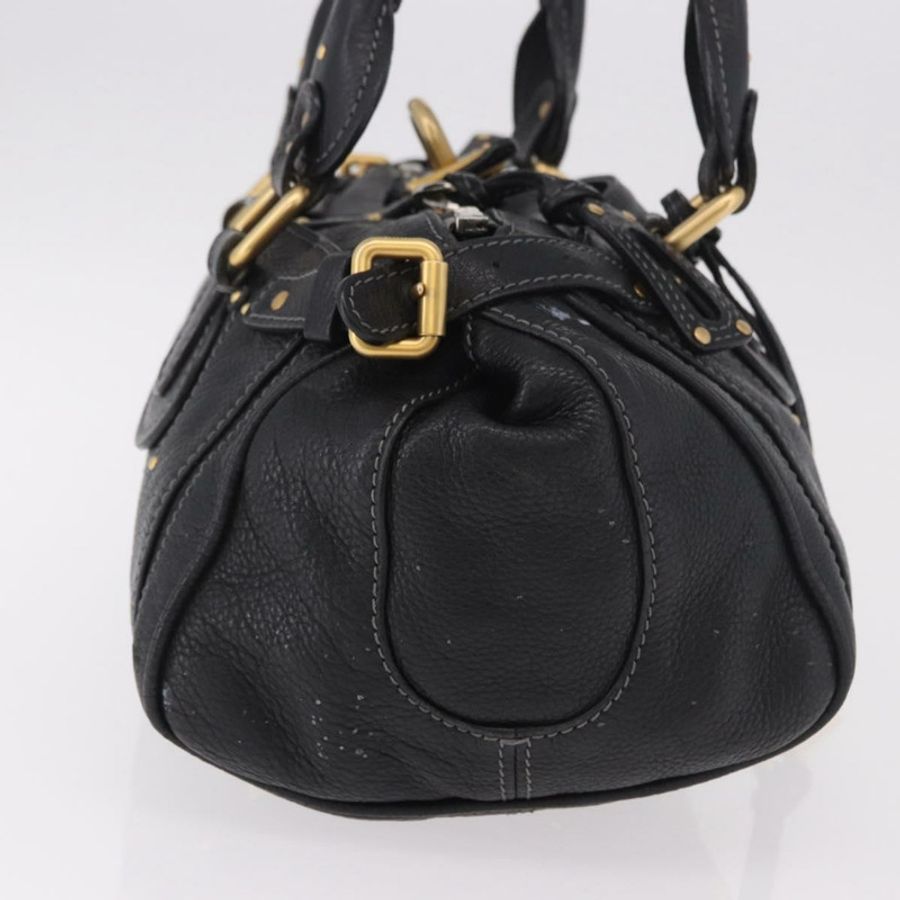 【日本直送】Chloe Paddington 手提包,黑色、金色、銀色皮革,正品,貨號 190091A-3