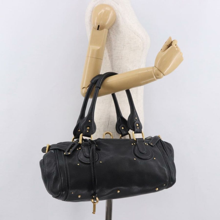 【日本直送】Chloe Paddington 手提包,黑色、金色、銀色皮革,正品,貨號 190091A-27