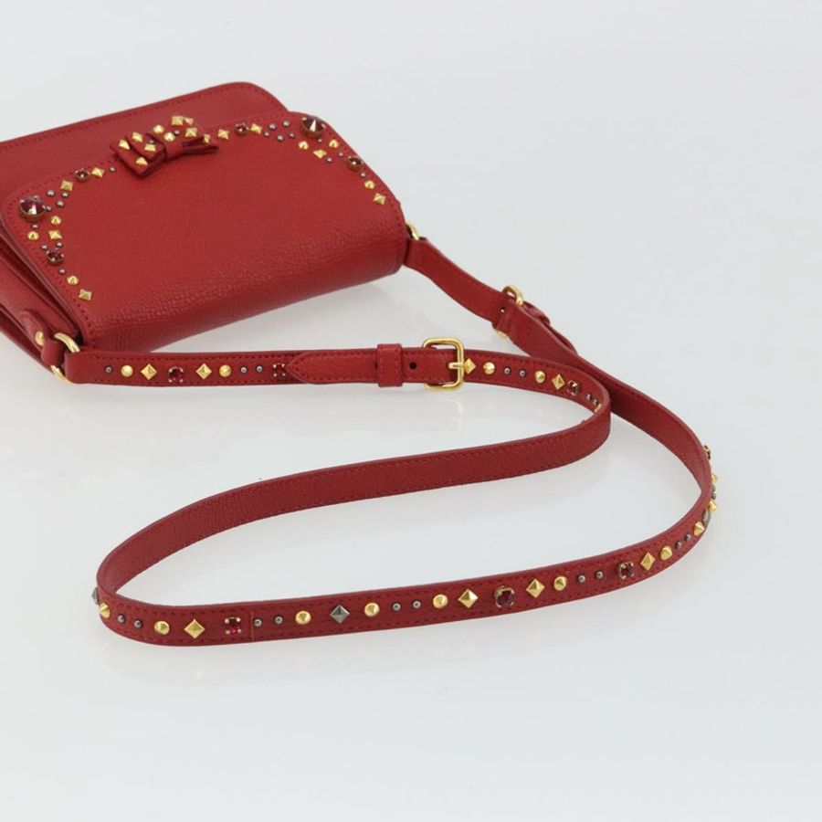 【日本直送】Miu Miu 紅色金色皮革單肩包 正品 BA13686V-6