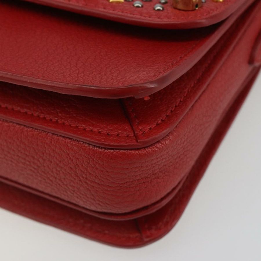 【日本直送】Miu Miu 紅色金色皮革單肩包 正品 BA13686V-8