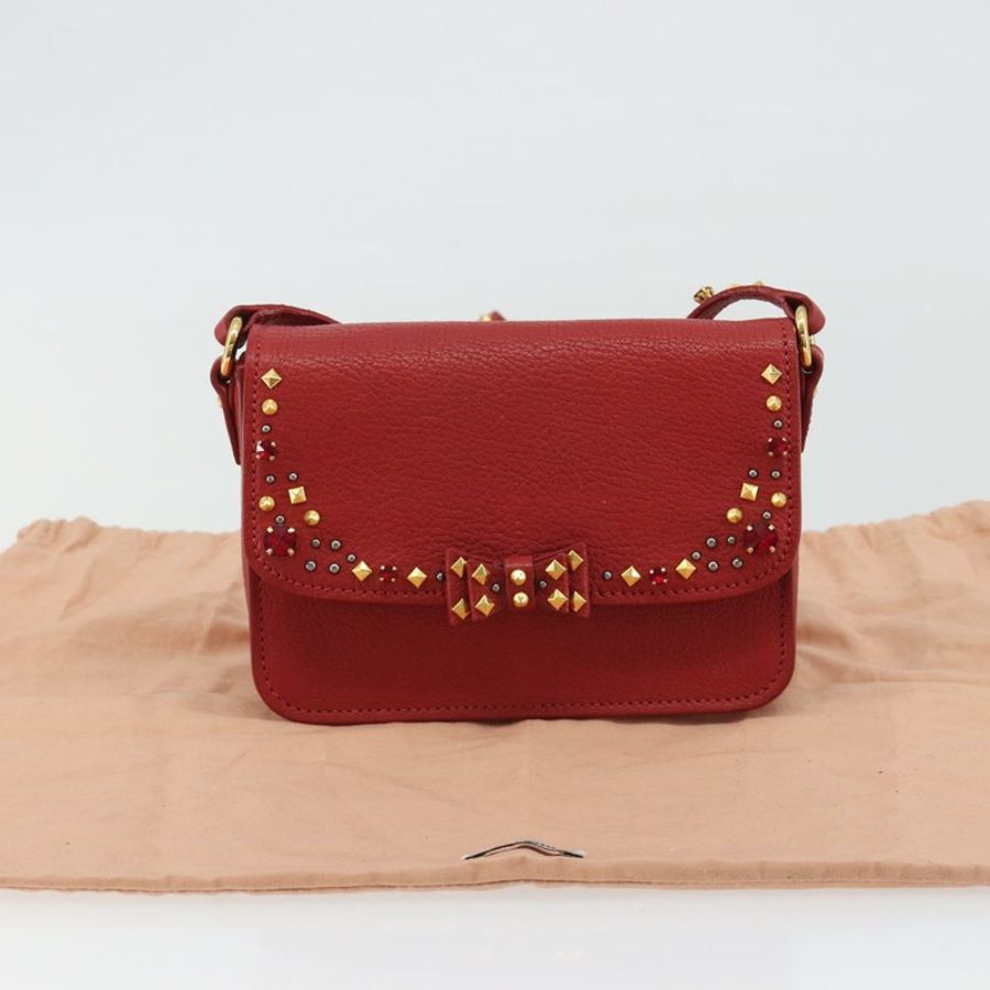 【日本直送】Miu Miu 紅色金色皮革單肩包 正品 BA13686V-11