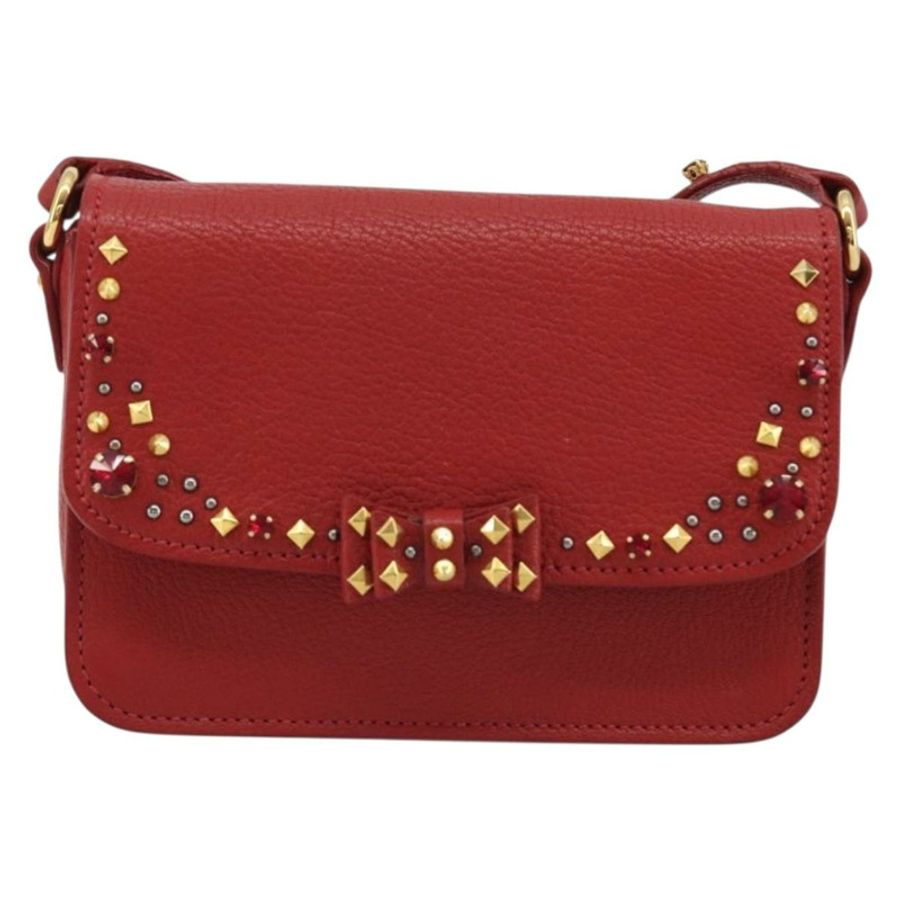 【日本直送】Miu Miu 紅色金色皮革單肩包 正品 BA13686V-12