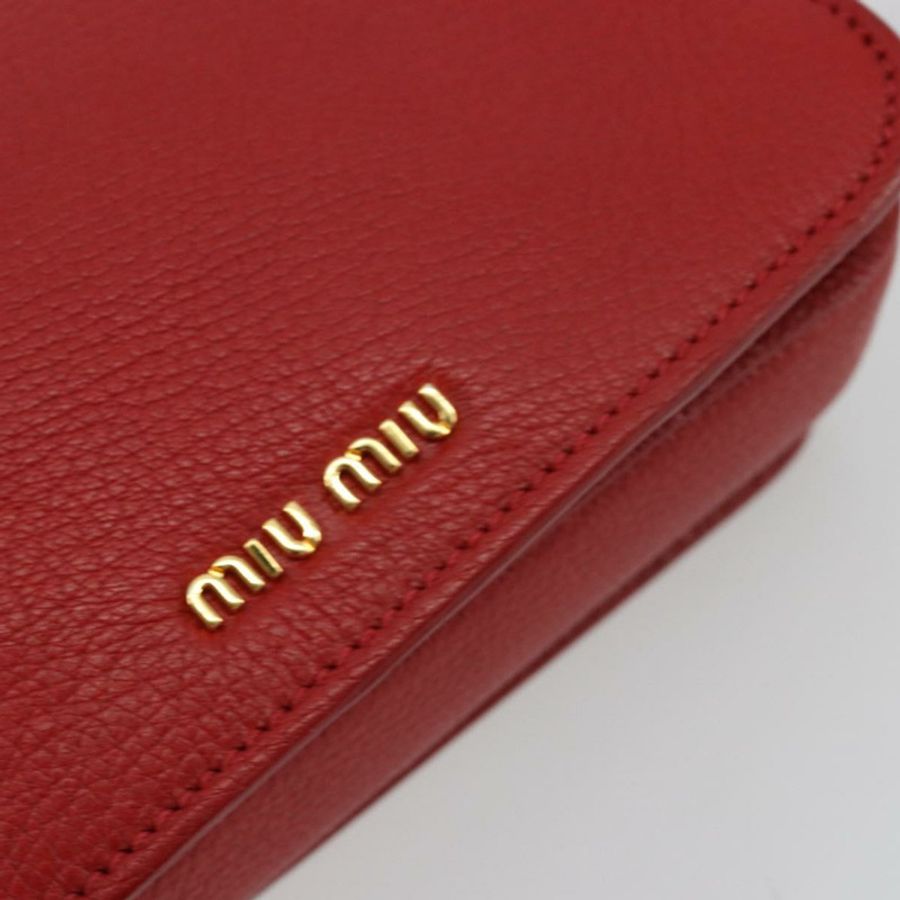 【日本直送】Miu Miu 紅色金色皮革單肩包 正品 BA13686V-16