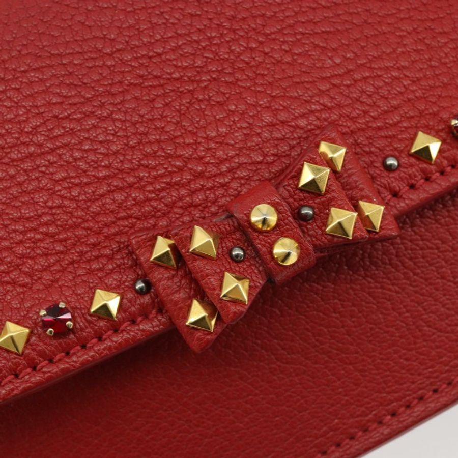 【日本直送】Miu Miu 紅色金色皮革單肩包 正品 BA13686V-17