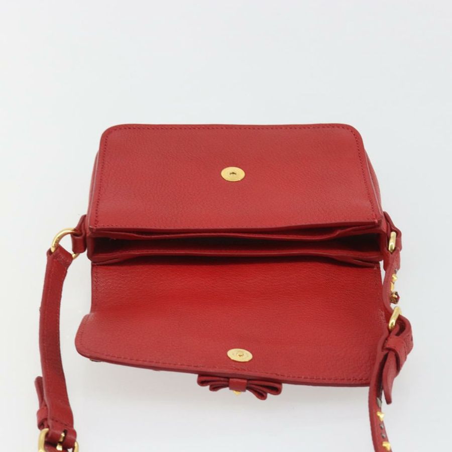 【日本直送】Miu Miu 紅色金色皮革單肩包 正品 BA13686V-18