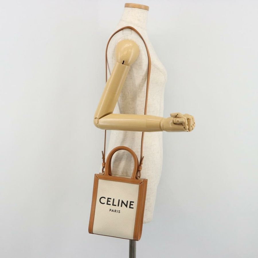 【日本直送】CELINE Vertical Cabas 手袋帆布兩用白金配色 正品 BA13687M-19