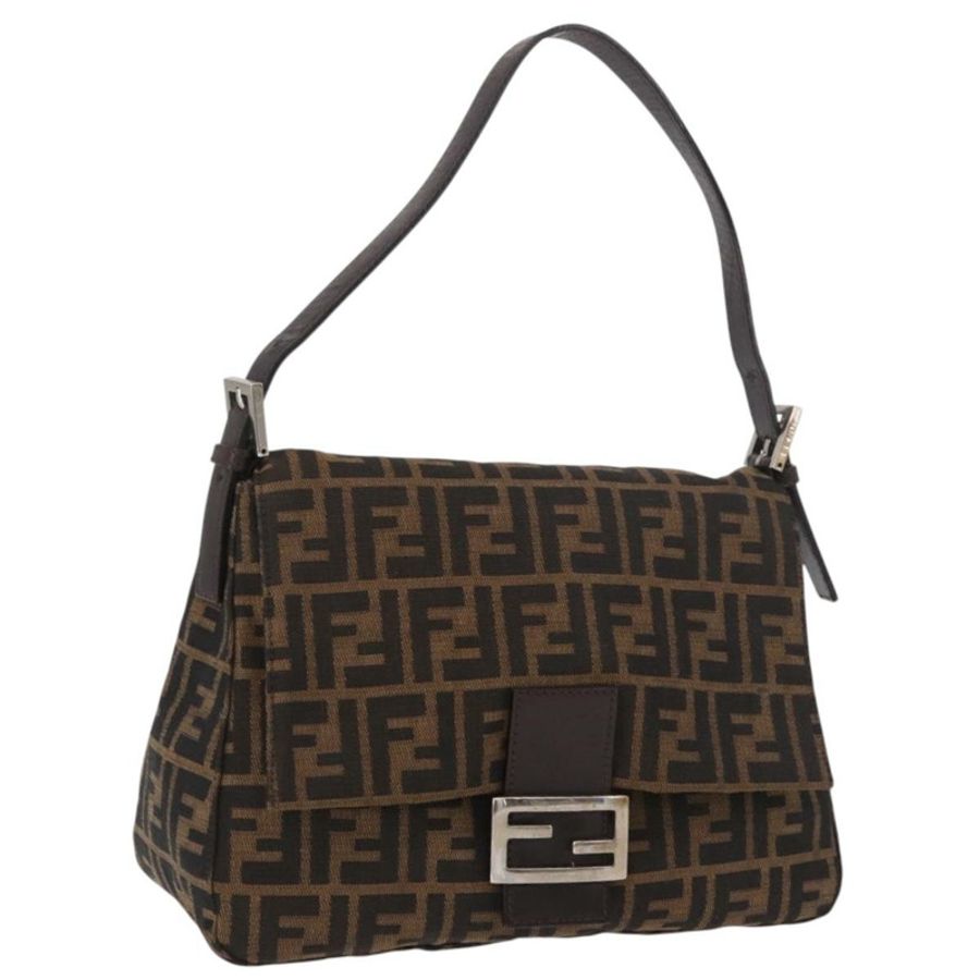 【日本直送】FENDI Zucca帆布Mamma Baguette單肩包 黑色棕色 正品 190109SAV-0
