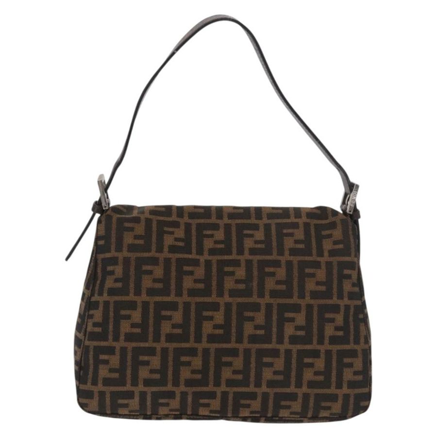 【日本直送】FENDI Zucca帆布Mamma Baguette單肩包 黑色棕色 正品 190109SAV-1
