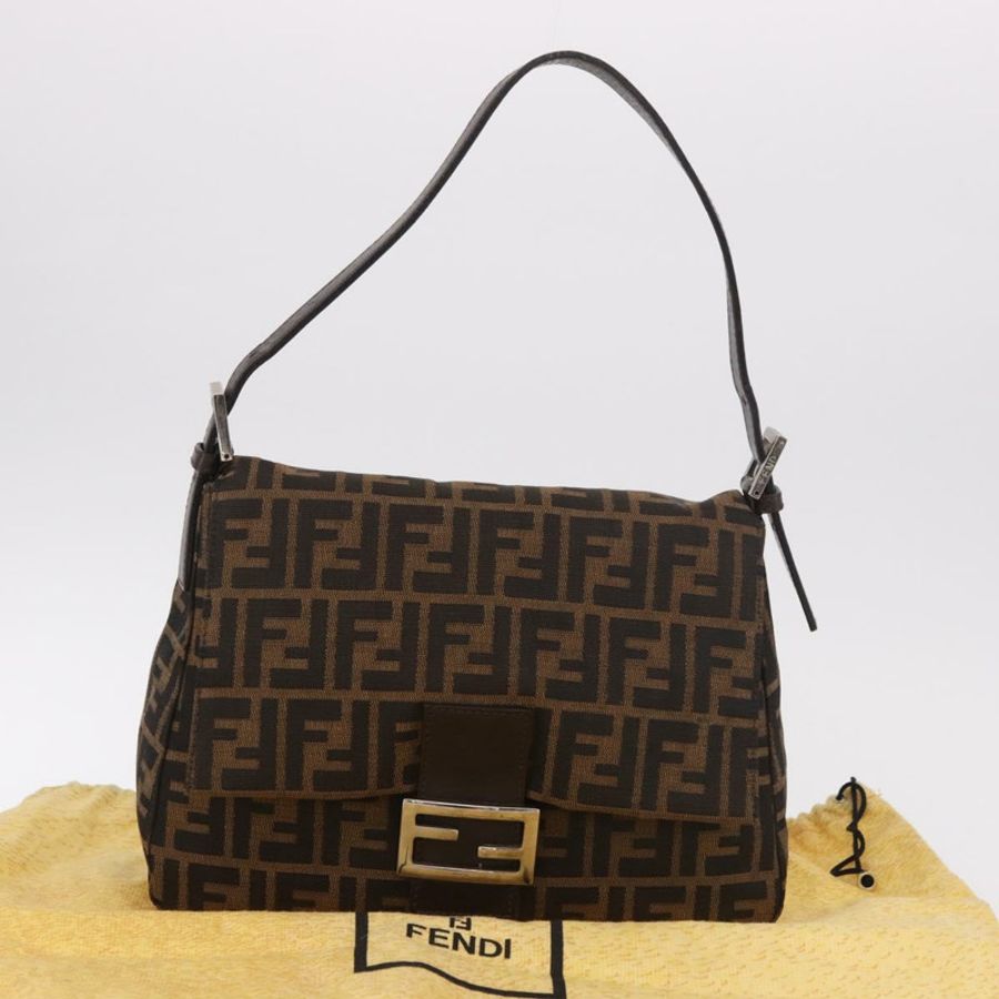 【日本直送】FENDI Zucca帆布Mamma Baguette單肩包 黑色棕色 正品 190109SAV-11
