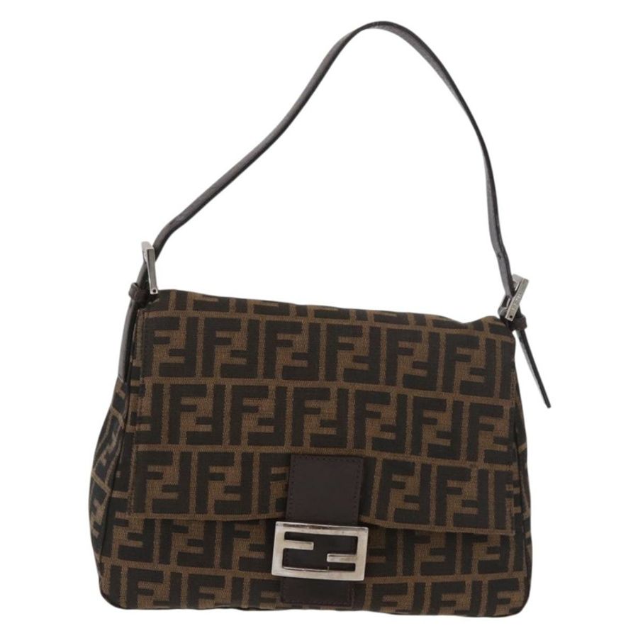 【日本直送】FENDI Zucca帆布Mamma Baguette單肩包 黑色棕色 正品 190109SAV-12