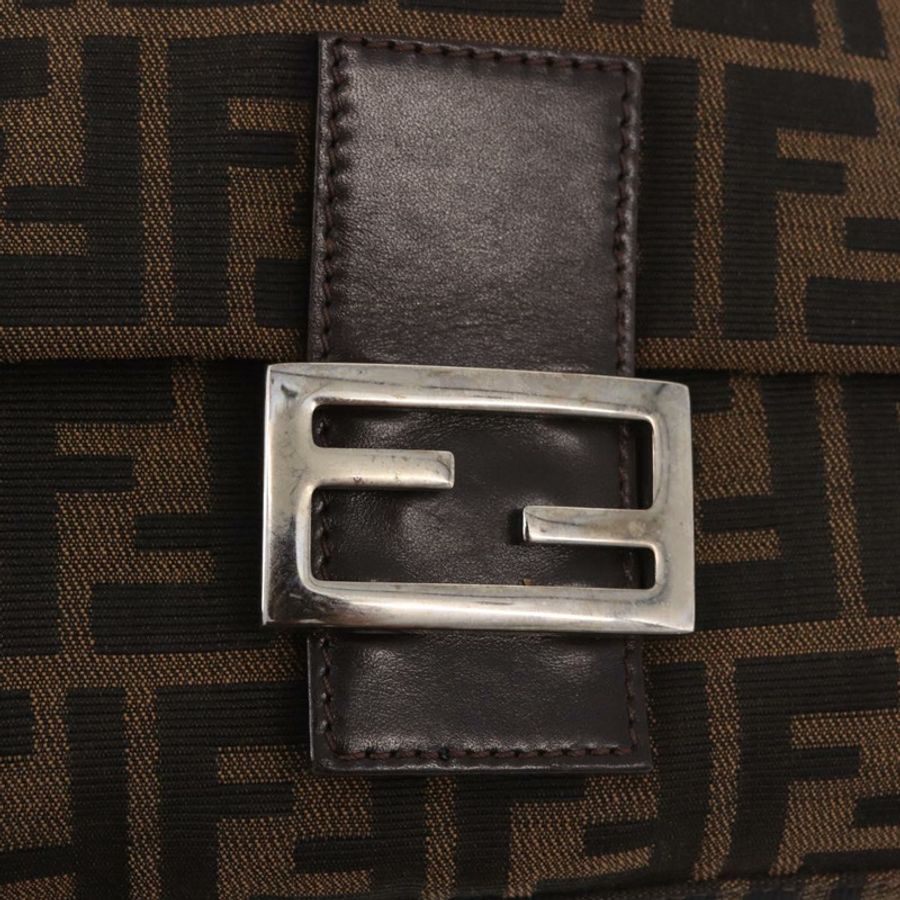 【日本直送】FENDI Zucca帆布Mamma Baguette單肩包 黑色棕色 正品 190109SAV-19