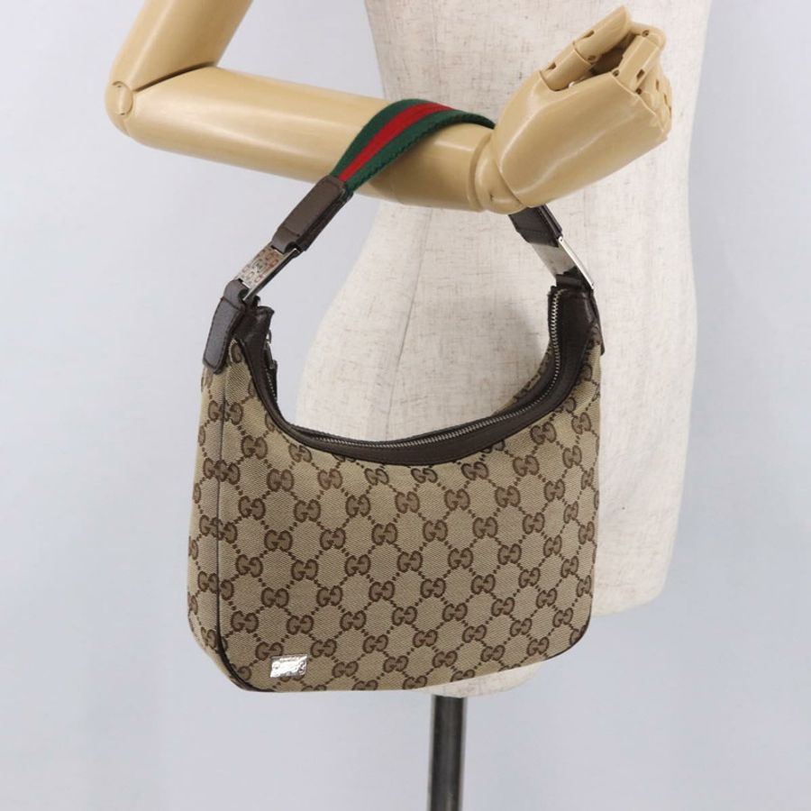 【日本直送】GUCCI GG帆布雪莉系列手提包 米色 銀色 145811 正品 190086V-24