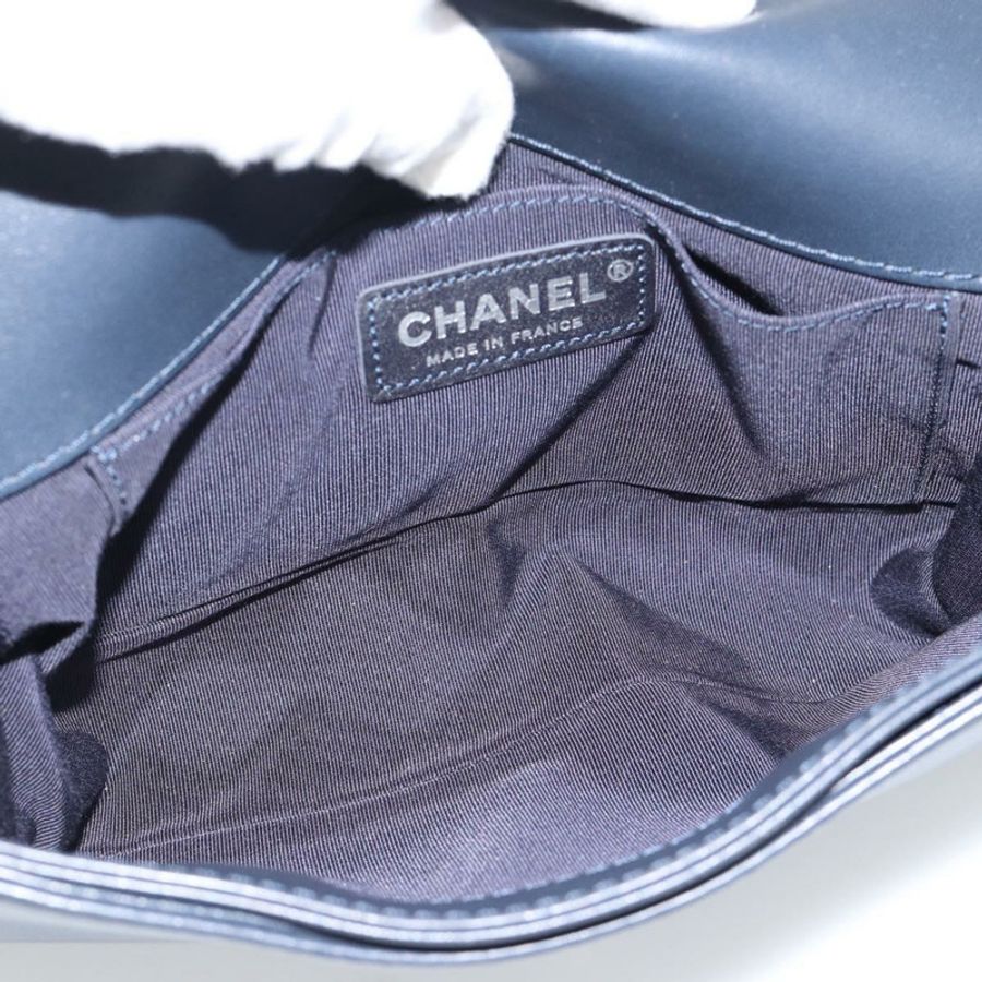 【日本直送】香奈兒 Boy Chanel 鏈條肩背包 牛仔藍 銀色 CC 標誌 Auth 190194SAM-9