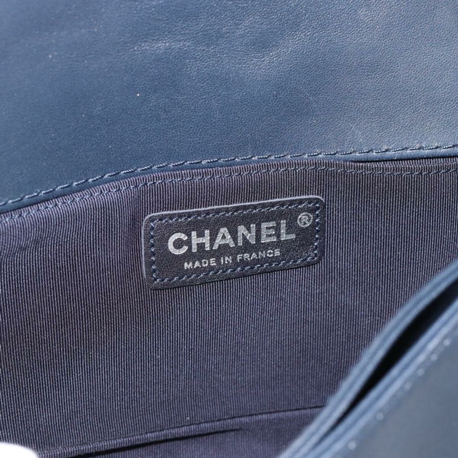 【日本直送】香奈兒 Boy Chanel 鏈條肩背包 牛仔藍 銀色 CC 標誌 Auth 190194SAM-18