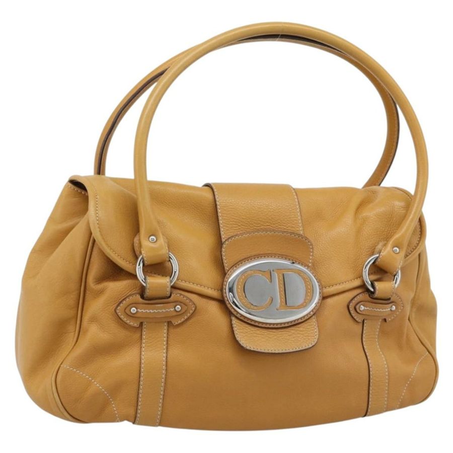 【日本直送】Christian Dior 手提包 皮革 米色 銀色 正品 189896A-0