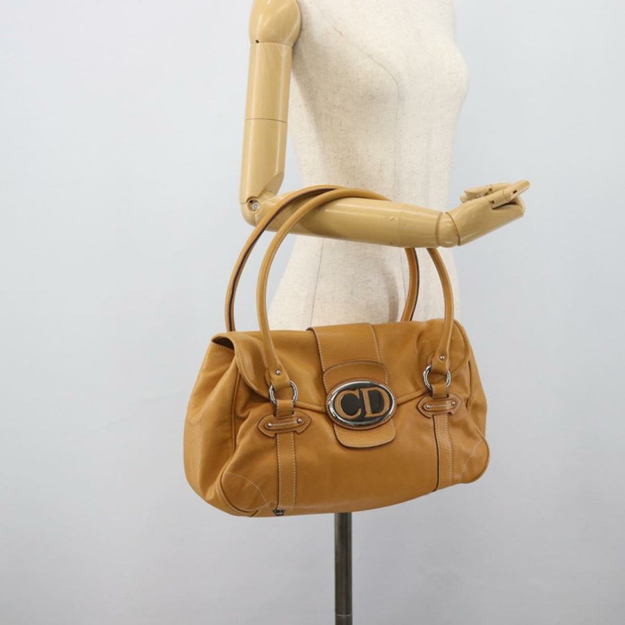 【日本直送】Christian Dior 手提包 皮革 米色 銀色 正品 189896A-21
