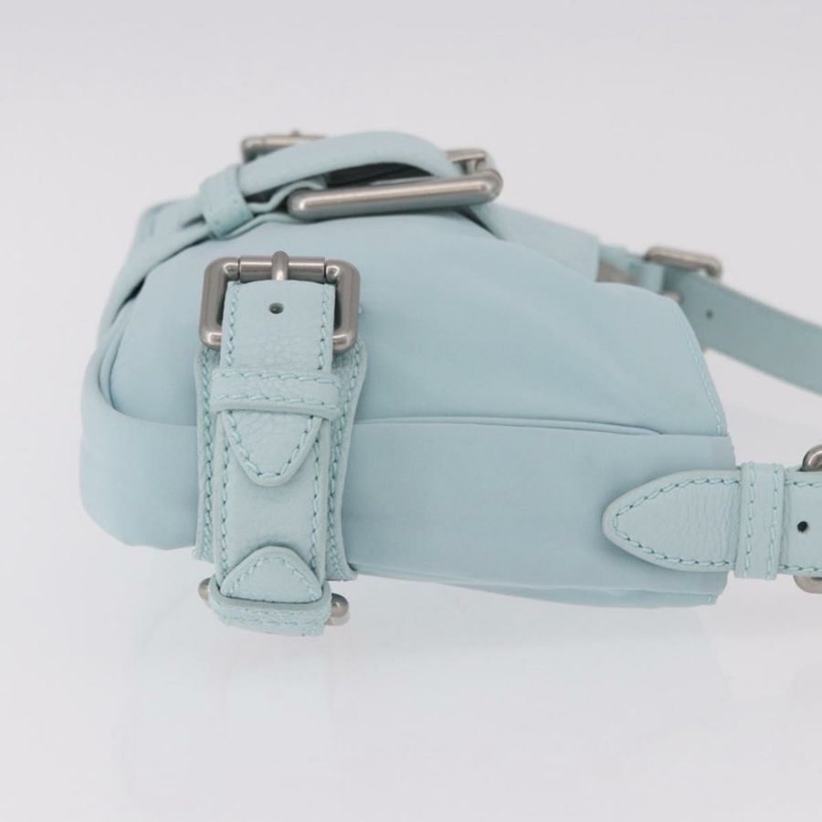 【日本直送】BOTTEGA VENETA 尼龍肩包 淺藍色 銀色 正品 189899M-2