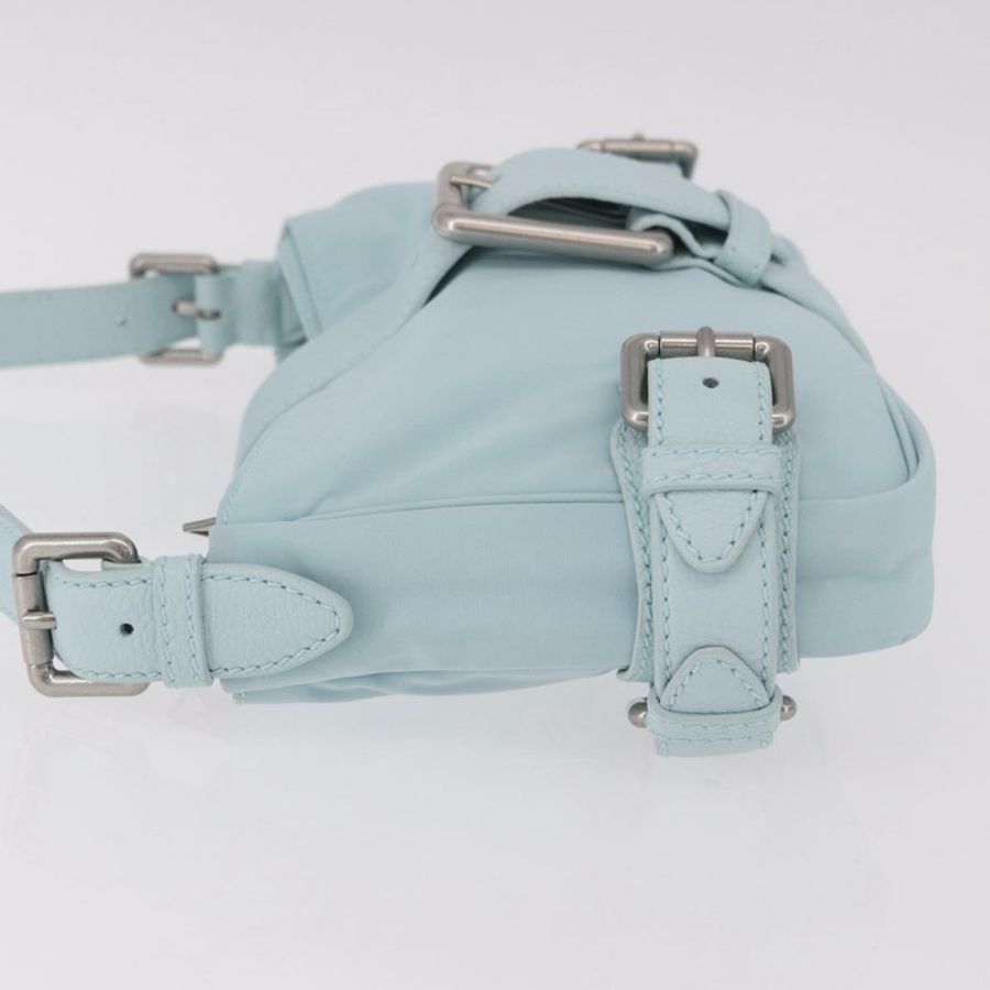 【日本直送】BOTTEGA VENETA 尼龍肩包 淺藍色 銀色 正品 189899M-3