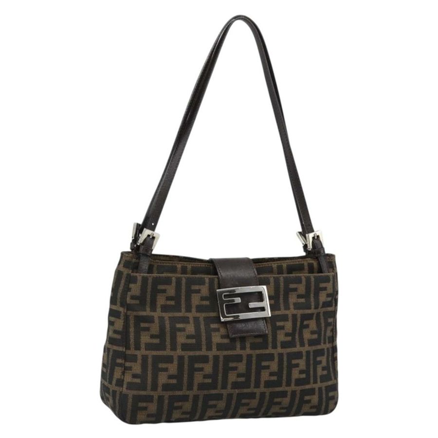 【日本直送】FENDI Zucca 帆布 Mamma Baguette 手袋黑棕色正品 189846A-0