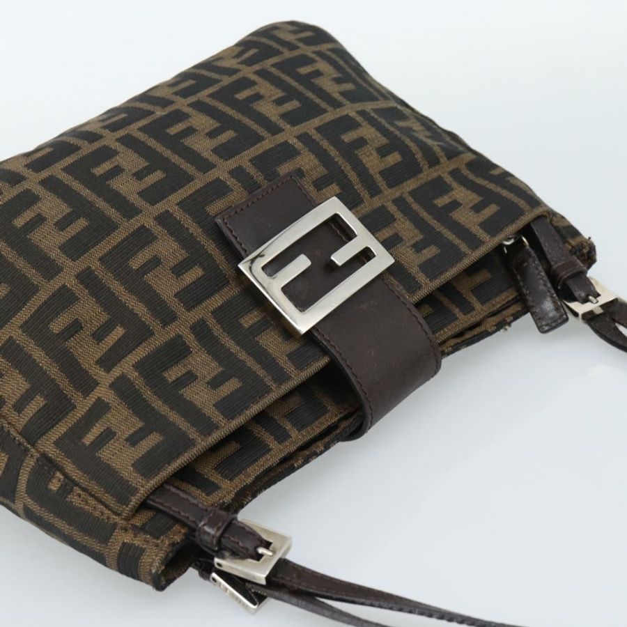 【日本直送】FENDI Zucca 帆布 Mamma Baguette 手袋黑棕色正品 189846A-5