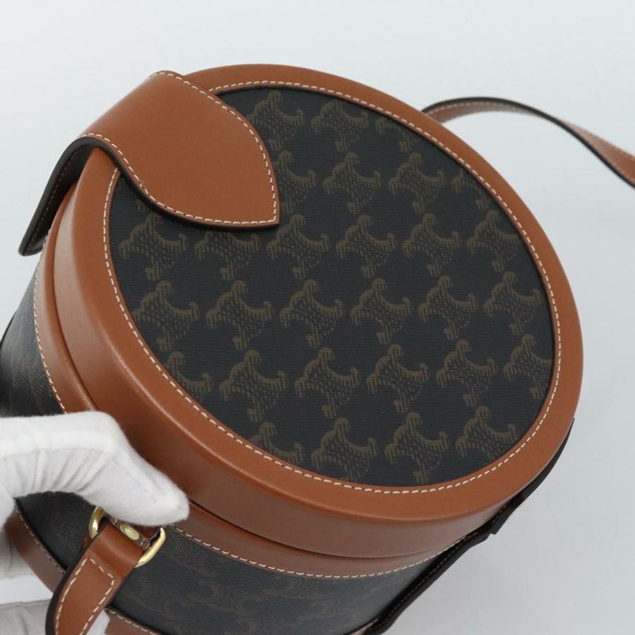 【日本直送】CELINE Macadam帆布Triomphe Tambour單背包 PVC黑色金色正品 189888SM-5