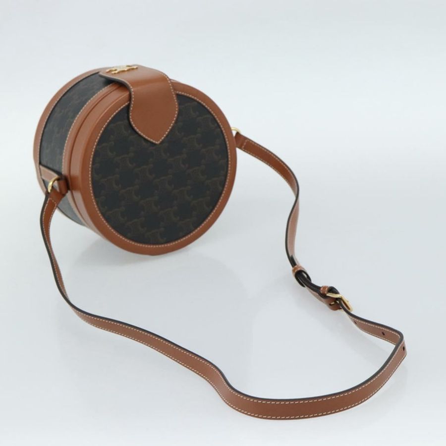 【日本直送】CELINE Macadam帆布Triomphe Tambour單背包 PVC黑色金色正品 189888SM-6