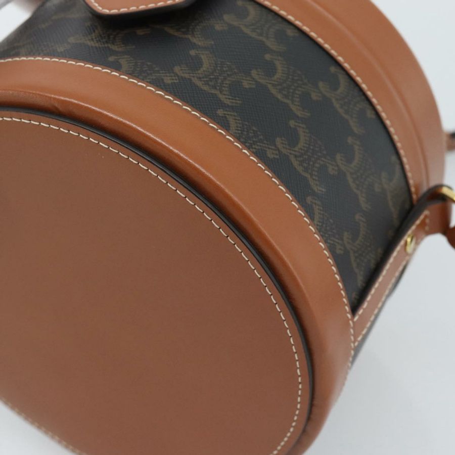 【日本直送】CELINE Macadam帆布Triomphe Tambour單背包 PVC黑色金色正品 189888SM-14