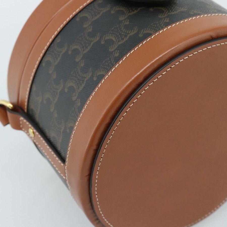 【日本直送】CELINE Macadam帆布Triomphe Tambour單背包 PVC黑色金色正品 189888SM-15