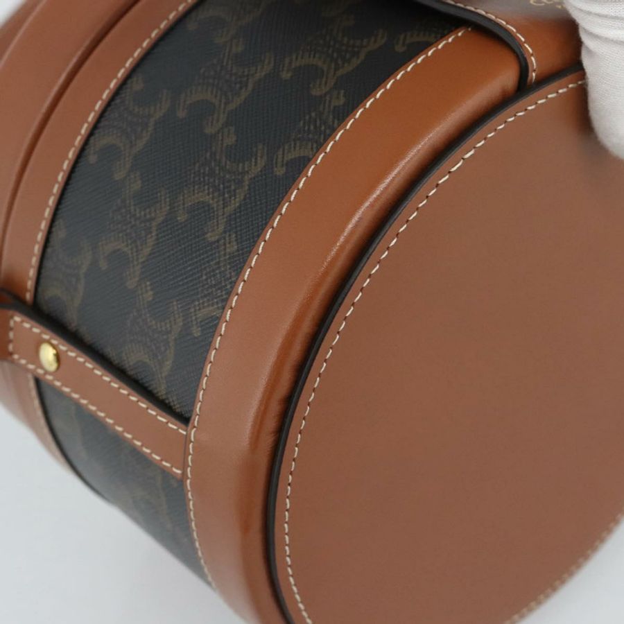 【日本直送】CELINE Macadam帆布Triomphe Tambour單背包 PVC黑色金色正品 189888SM-17