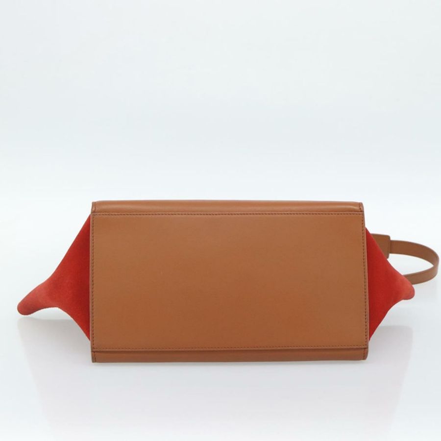 【日本直送】CELINE Trapeze 手提包 皮革 2way 棕色 金色 Auth 189874A-4