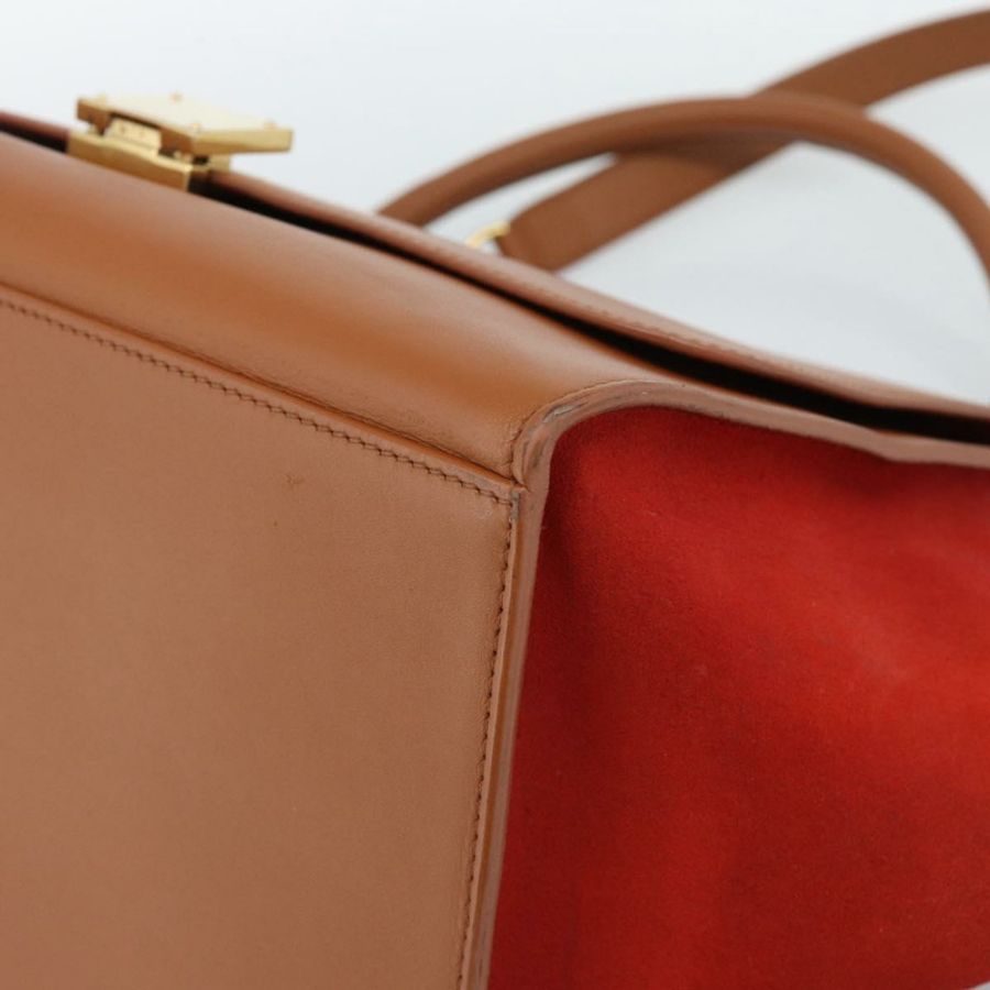【日本直送】CELINE Trapeze 手提包 皮革 2way 棕色 金色 Auth 189874A-8