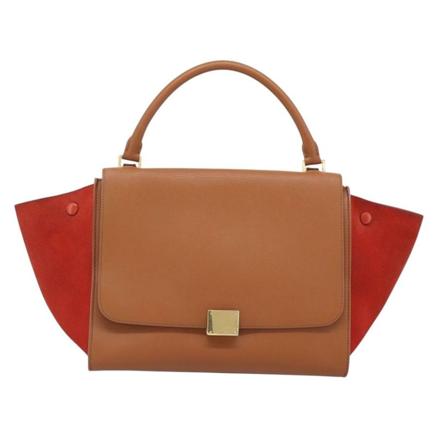 【日本直送】CELINE Trapeze 手提包 皮革 2way 棕色 金色 Auth 189874A-12