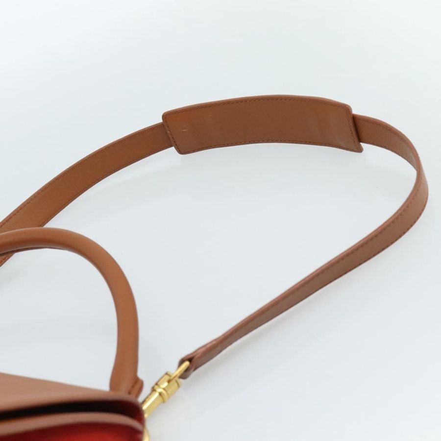 【日本直送】CELINE Trapeze 手提包 皮革 2way 棕色 金色 Auth 189874A-14