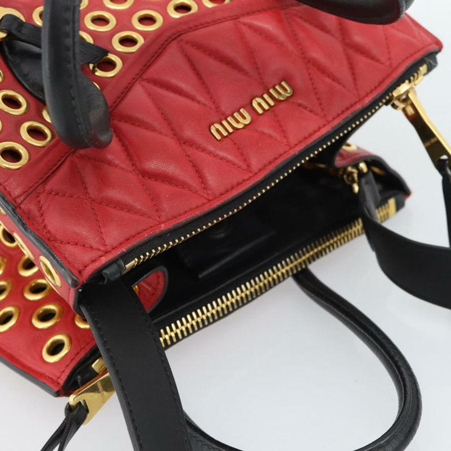 【日本直送】Miu Miu 手提包 皮革 兩用 紅色 金色 正品 189800A-5