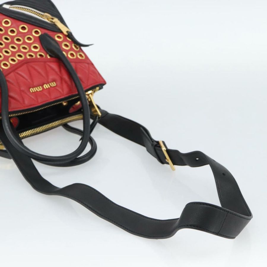【日本直送】Miu Miu 手提包 皮革 兩用 紅色 金色 正品 189800A-7