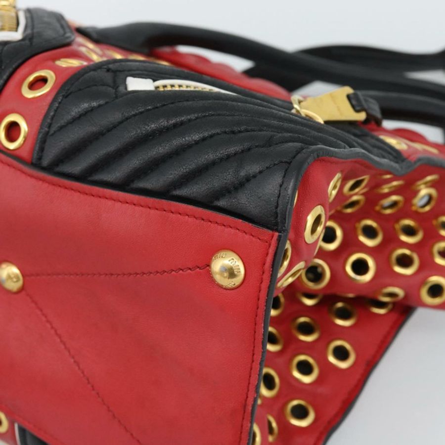 【日本直送】Miu Miu 手提包 皮革 兩用 紅色 金色 正品 189800A-8