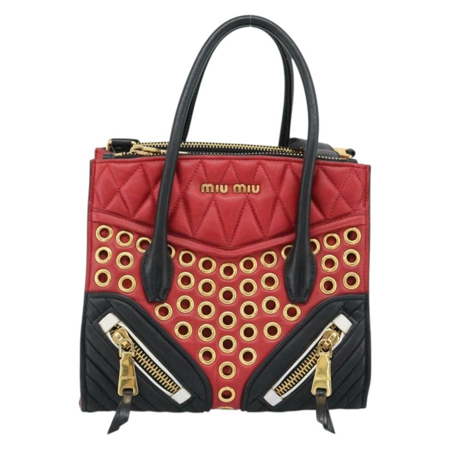 【日本直送】Miu Miu 手提包 皮革 兩用 紅色 金色 正品 189800A-12