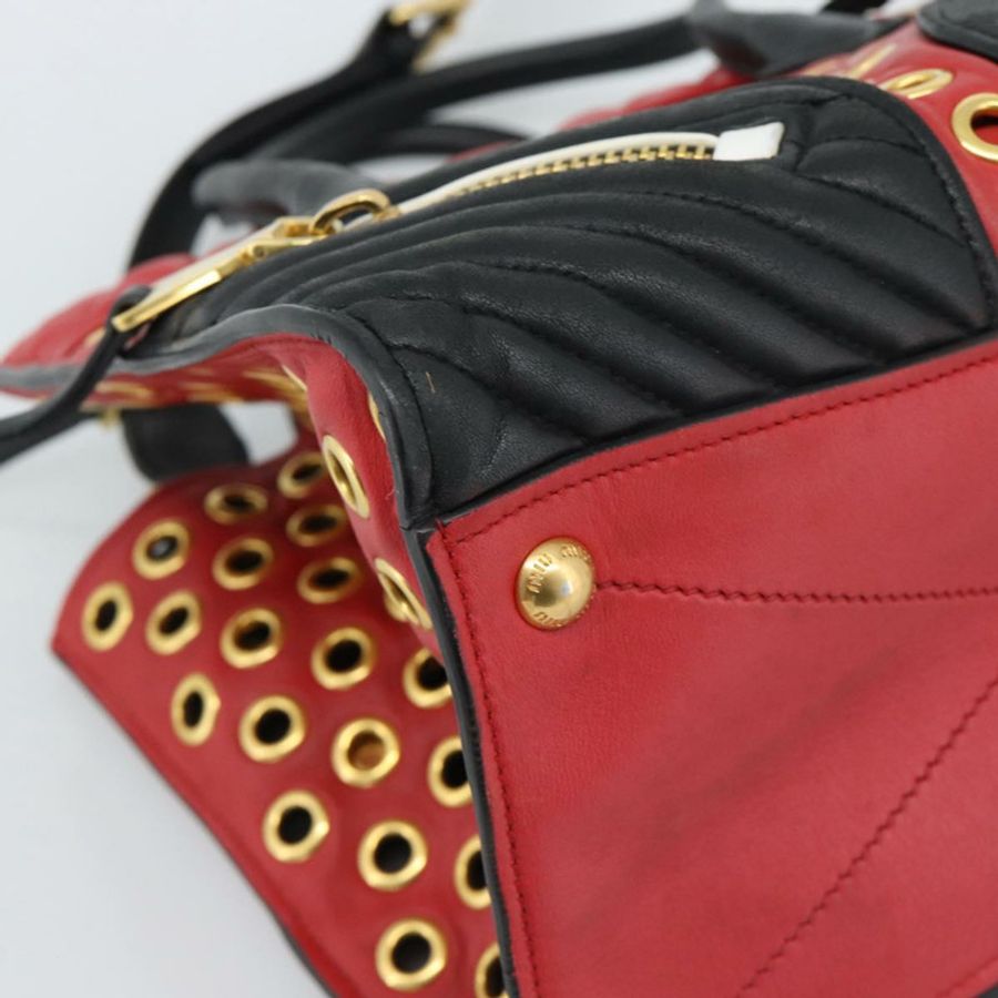 【日本直送】Miu Miu 手提包 皮革 兩用 紅色 金色 正品 189800A-15