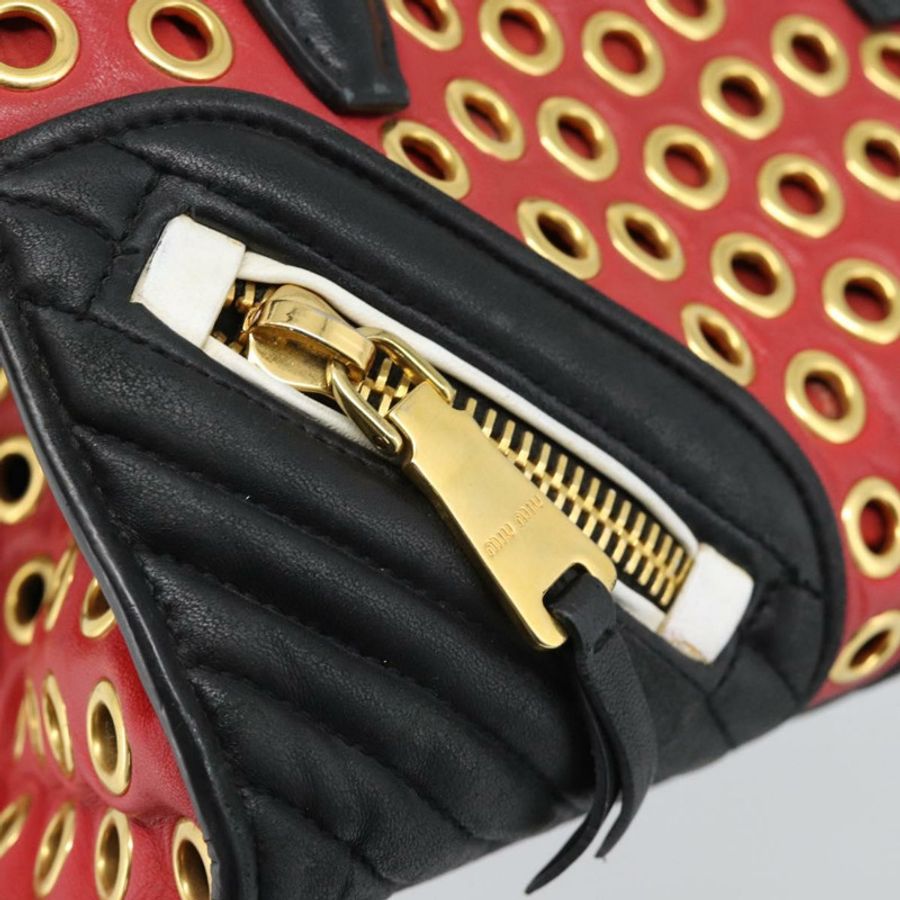 【日本直送】Miu Miu 手提包 皮革 兩用 紅色 金色 正品 189800A-18