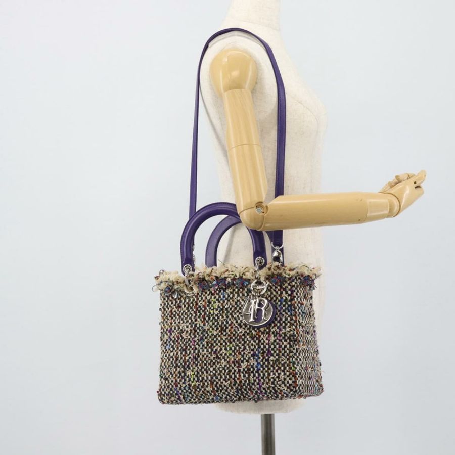 【日本直送】香奈兒 Lady Dior 鏈條手提包,斜紋軟呢,兩用,多色,銀色雙C標誌,正品編號 189825SM-26