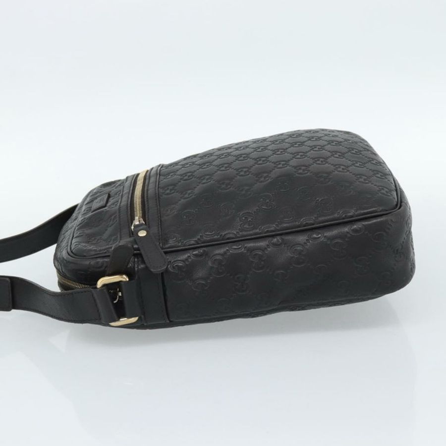 【日本直送】GUCCI GG帆布Guccissima單肩包 皮革 黑色 金色 201448 正品 BA13721A-2
