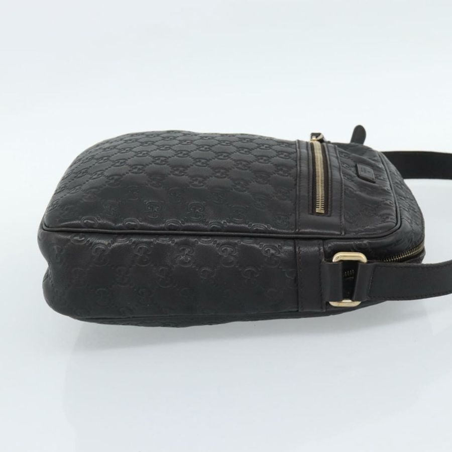 【日本直送】GUCCI GG帆布Guccissima單肩包 皮革 黑色 金色 201448 正品 BA13721A-3
