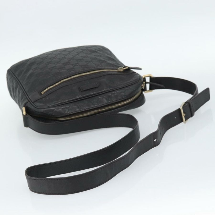 【日本直送】GUCCI GG帆布Guccissima單肩包 皮革 黑色 金色 201448 正品 BA13721A-6