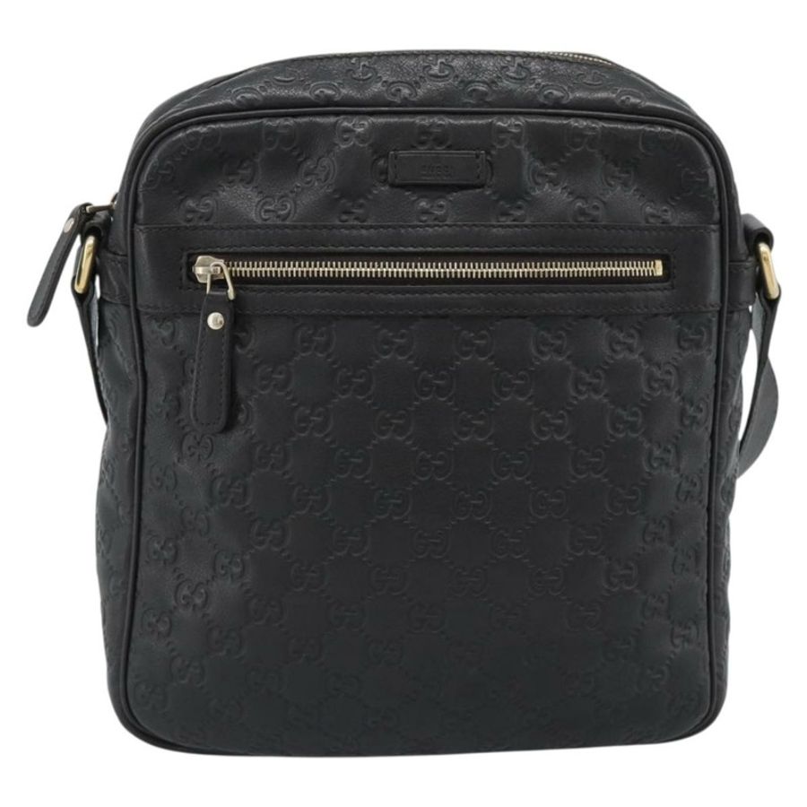 【日本直送】GUCCI GG帆布Guccissima單肩包 皮革 黑色 金色 201448 正品 BA13721A-12