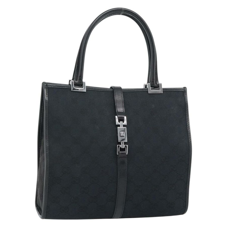【日本直送】GUCCI GG帆布Jackie手提包 皮革 黑色 銀色 002 1065 正品 BA13717V-0