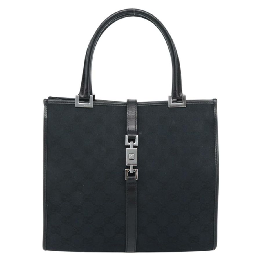 【日本直送】GUCCI GG帆布Jackie手提包 皮革 黑色 銀色 002 1065 正品 BA13717V-12