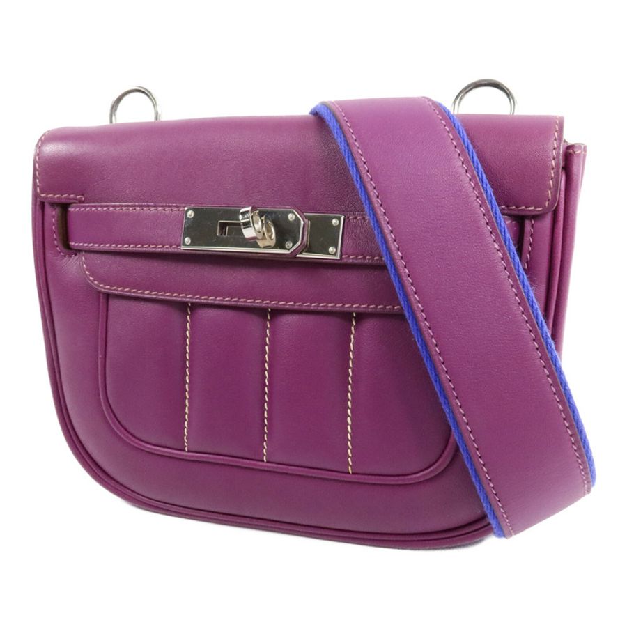 HERMES Swift皮革Berline Mini銀扣肩背袋Anemone-2