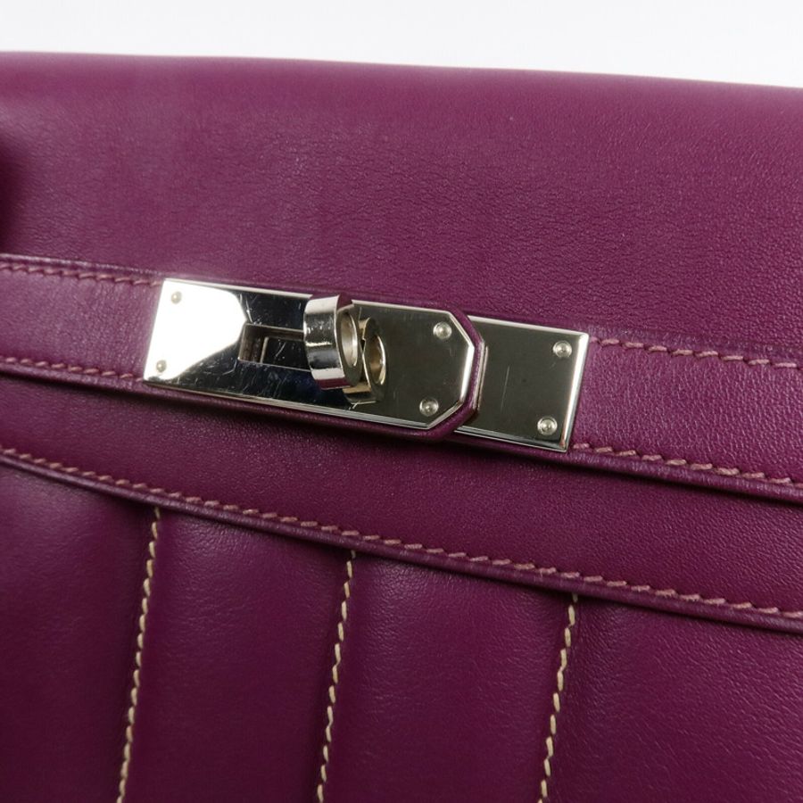 HERMES Swift皮革Berline Mini銀扣肩背袋Anemone-6